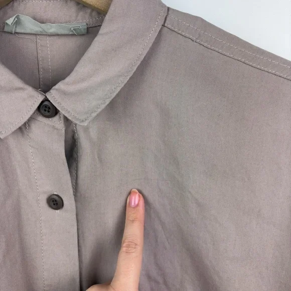 Everlane Drapey Square Shirt Burnt Sugar Tan Taupe Tencel Lyocell Boxy Small - Picture 6 of 9